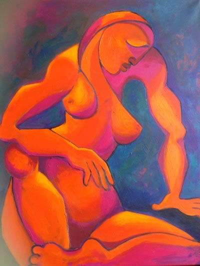 Ellen Erlhagen - 2018 'Bei sich sein' : 100 x 80 - Acryl auf Leinwand